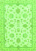 Machine Washable Oriental Green Traditional Area Rugs, wshabs3007grn