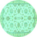 Round Oriental Turquoise Traditional Rug, abs3007turq