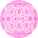 Round Oriental Pink Traditional Rug, abs3007pnk