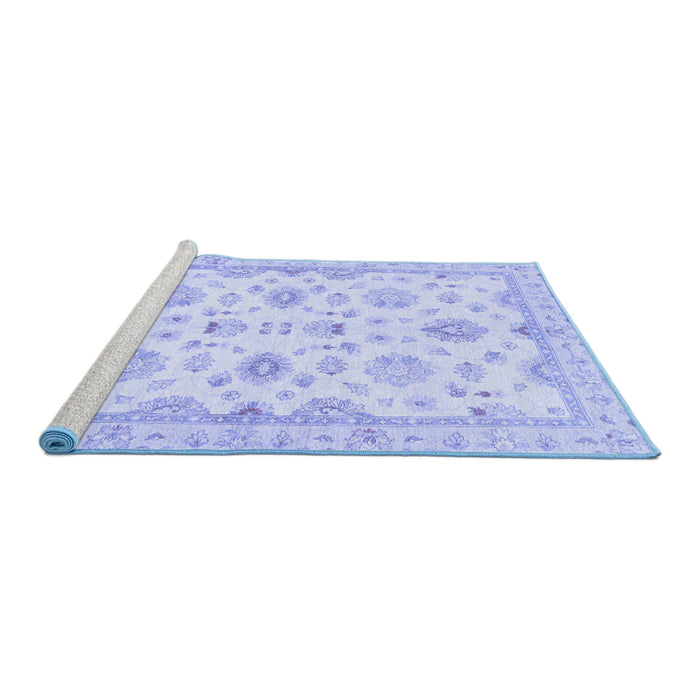 Sideview of Machine Washable Oriental Blue Traditional Rug, wshabs3007blu