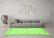 Machine Washable Oriental Green Traditional Area Rugs in a Living Room,, wshabs3007grn