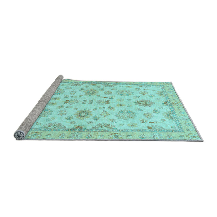 Sideview of Machine Washable Oriental Light Blue Traditional Rug, wshabs3007lblu