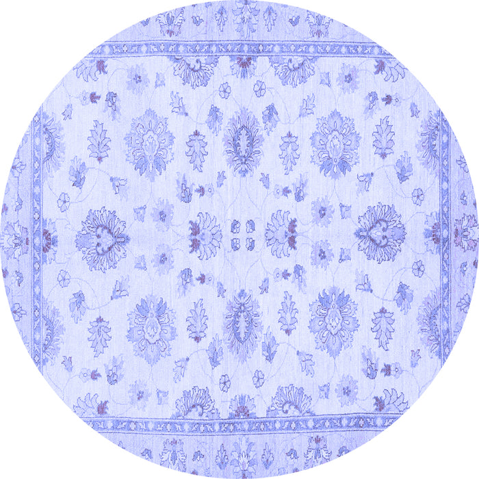 Round Machine Washable Oriental Blue Traditional Rug, wshabs3007blu