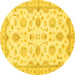 Round Machine Washable Oriental Yellow Traditional Rug, wshabs3007yw