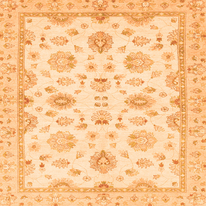 Square Machine Washable Oriental Orange Traditional Area Rugs, wshabs3007org