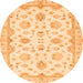 Round Machine Washable Oriental Orange Traditional Area Rugs, wshabs3007org