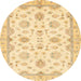 Round Abstract Orange Oriental Rug, abs3007