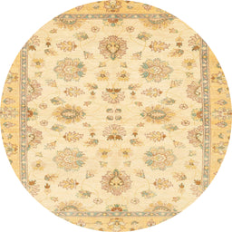 Round Machine Washable Abstract Orange Rug, wshabs3007