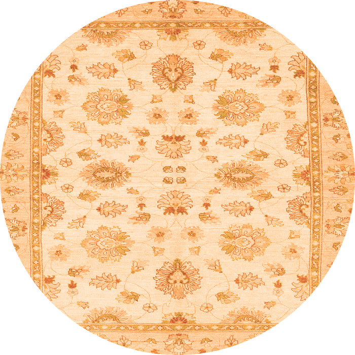 Round Oriental Orange Traditional Rug, abs3007org