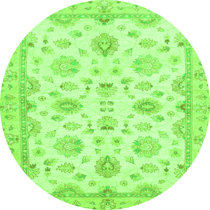 Round Machine Washable Oriental Green Traditional Area Rugs, wshabs3007grn