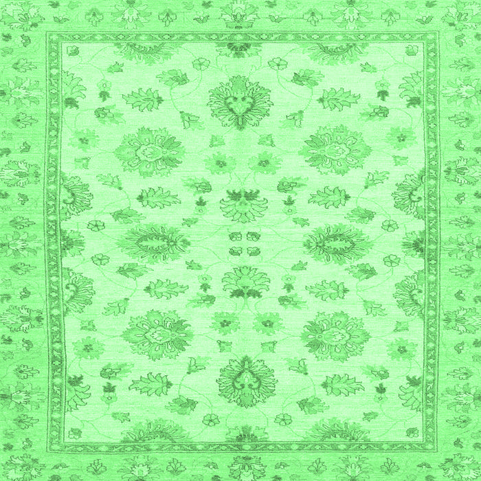 Square Machine Washable Oriental Emerald Green Traditional Area Rugs, wshabs3007emgrn