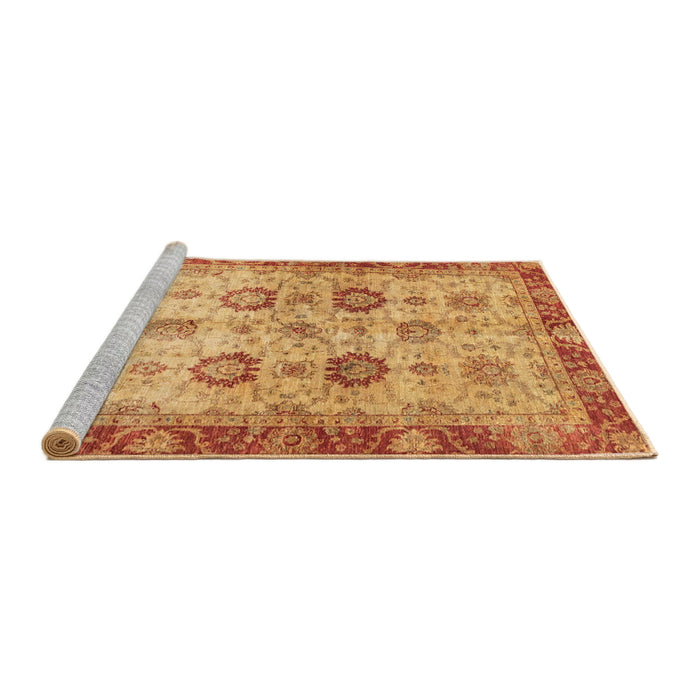 Sideview of Machine Washable Abstract Orange Red Rug, wshabs3008
