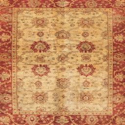 Square Machine Washable Abstract Orange Red Rug, wshabs3008