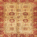 Square Machine Washable Abstract Orange Red Rug, wshabs3008