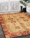 Machine Washable Abstract Orange Red Rug in a Family Room, wshabs3008