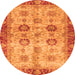 Round Oriental Orange Traditional Rug, abs3008org