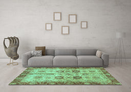 Machine Washable Oriental Turquoise Traditional Area Rugs in a Living Room,, wshabs3008turq