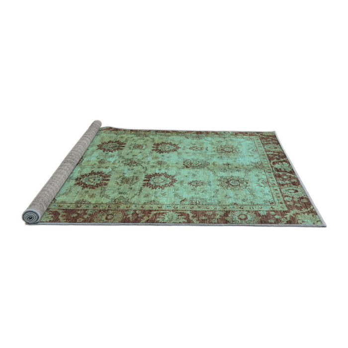 Sideview of Machine Washable Oriental Light Blue Traditional Rug, wshabs3008lblu