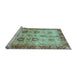 Sideview of Machine Washable Oriental Light Blue Traditional Rug, wshabs3008lblu