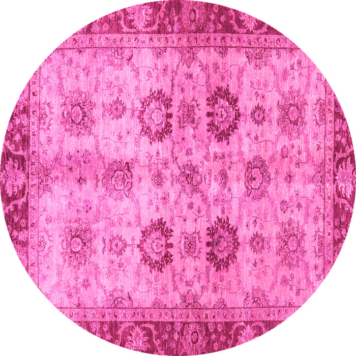 Round Machine Washable Oriental Pink Traditional Rug, wshabs3008pnk
