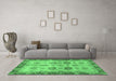 Machine Washable Oriental Emerald Green Traditional Area Rugs in a Living Room,, wshabs3008emgrn