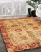 Abstract Orange Red Oriental Rug in Family Room, abs3008