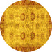 Round Oriental Yellow Traditional Rug, abs3008yw