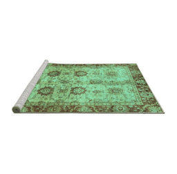 Sideview of Machine Washable Oriental Turquoise Traditional Area Rugs, wshabs3008turq