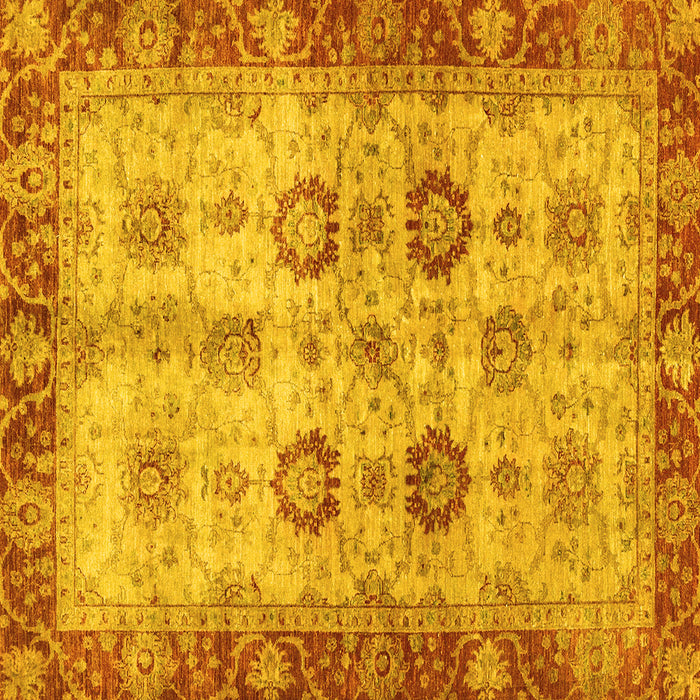 Square Machine Washable Oriental Yellow Traditional Rug, wshabs3008yw