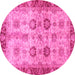 Round Oriental Pink Traditional Rug, abs3008pnk