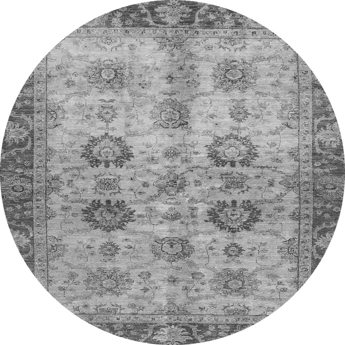 Round Machine Washable Oriental Gray Traditional Rug, wshabs3008gry