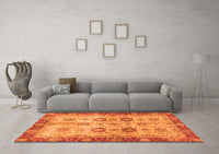 Machine Washable Oriental Orange Traditional Rug, wshabs3008org