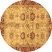 Round Oriental Brown Traditional Rug, abs3008brn