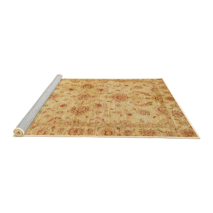 Sideview of Machine Washable Abstract Chrome Gold Yellow Rug, wshabs3009