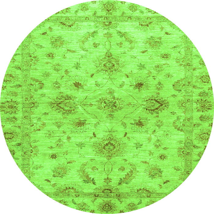 Round Oriental Green Traditional Rug, abs3009grn