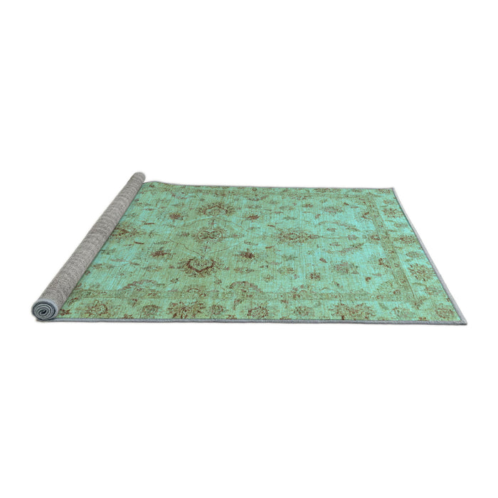 Sideview of Machine Washable Oriental Light Blue Traditional Rug, wshabs3009lblu