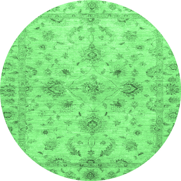 Round Oriental Emerald Green Traditional Rug, abs3009emgrn