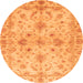 Round Oriental Orange Traditional Rug, abs3009org