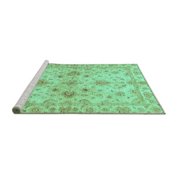 Sideview of Machine Washable Oriental Turquoise Traditional Area Rugs, wshabs3009turq