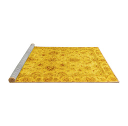 Sideview of Machine Washable Oriental Yellow Traditional Rug, wshabs3009yw