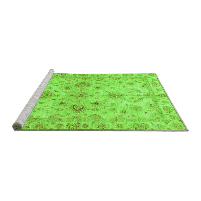 Sideview of Machine Washable Oriental Green Traditional Area Rugs, wshabs3009grn
