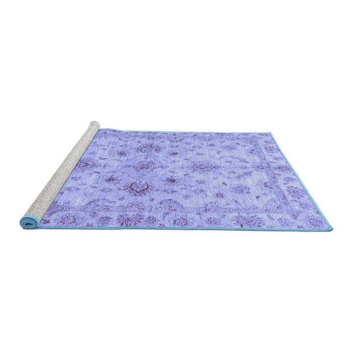 Sideview of Machine Washable Oriental Blue Traditional Rug, wshabs3009blu