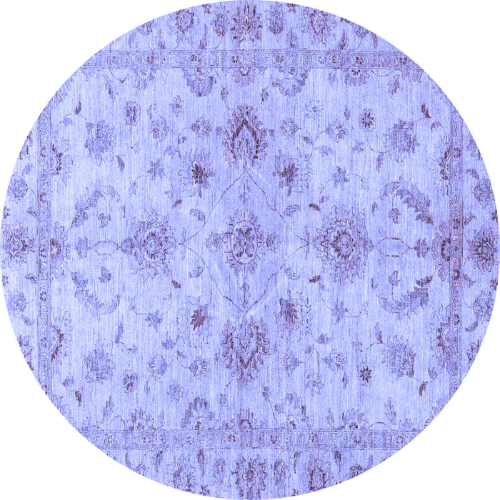 Round Oriental Blue Traditional Rug, abs3009blu