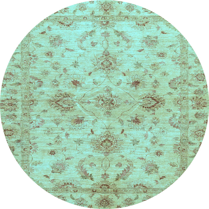 Round Oriental Light Blue Traditional Rug, abs3009lblu