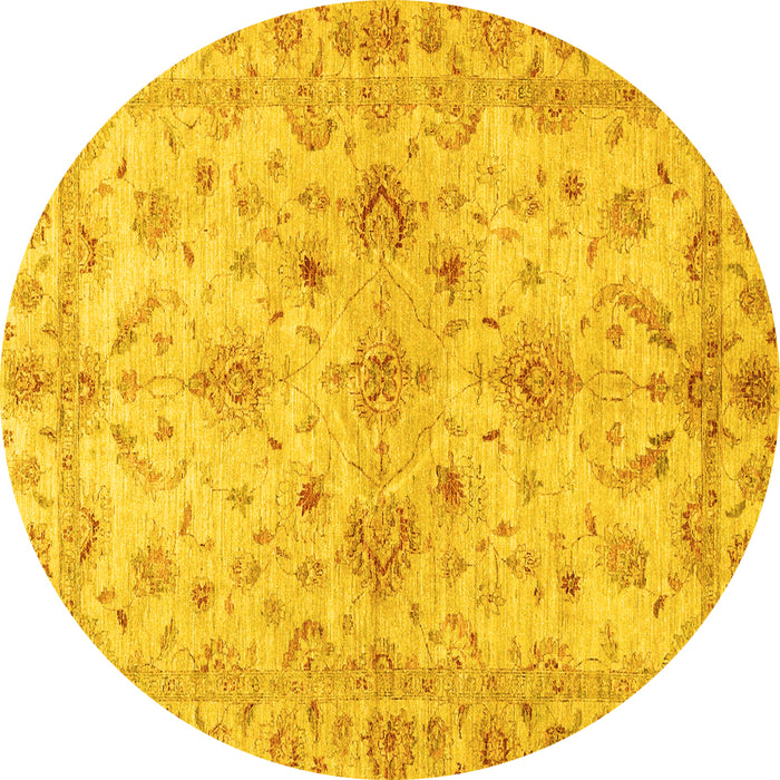 Round Oriental Yellow Traditional Rug, abs3009yw