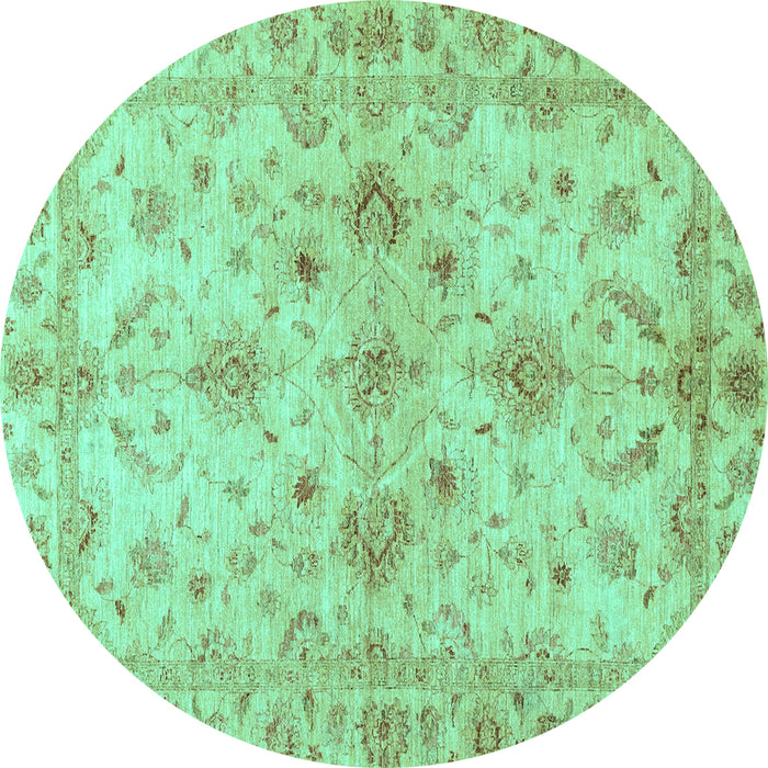 Round Oriental Turquoise Traditional Rug, abs3009turq