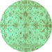 Round Oriental Turquoise Traditional Rug, abs3009turq