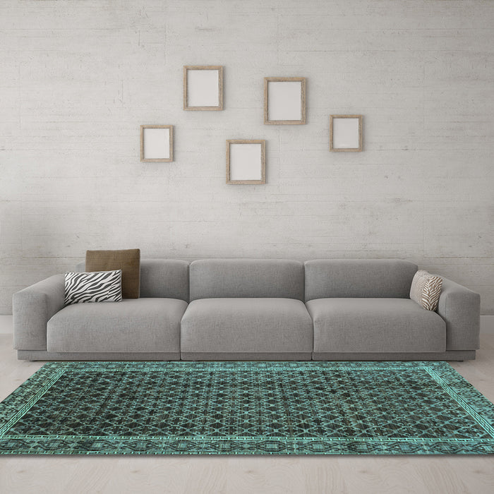 Machine Washable Southwestern Light Blue Country Rug in a Living Room, wshabs300lblu