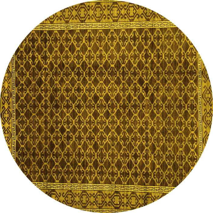 Round Machine Washable Southwestern Yellow Country Rug, wshabs300yw