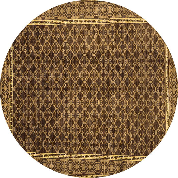 Round Machine Washable Southwestern Brown Country Rug, wshabs300brn
